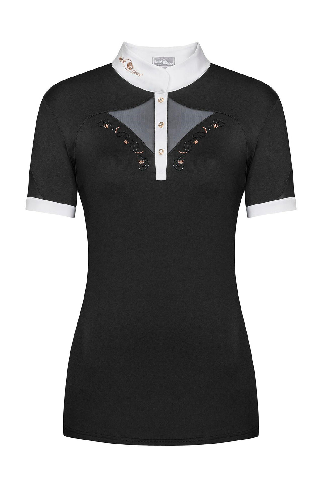 Fair Play Competition Shirt CATHRINE ROSEGOLD SS, Black-White